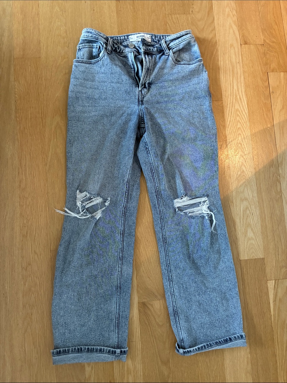 Hollister Light Blue Distressed Ultra High Rise Dad Jeans